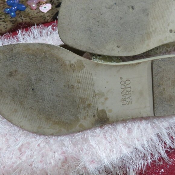 BOGO FRANCO SARTO NEHRU EMBELLISHED BEADED SAND TAN ITALIAN SUEDE THONG SANDALS - Picture 8 of 10